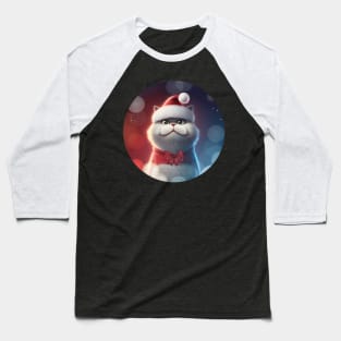 Christmas Cute Santa Cat Baseball T-Shirt